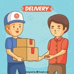 Delivery concept with hand drawn happy men