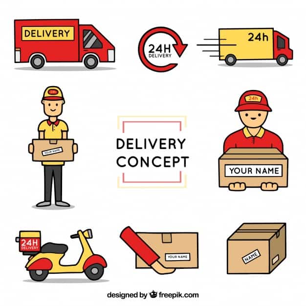 Delivery elements with hand drawn style