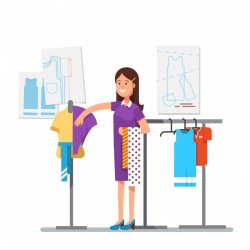 Fashion clothes designer working on dress project