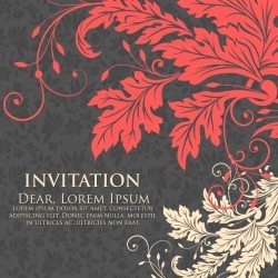 Wedding invitation and announcement card with floral background artwork