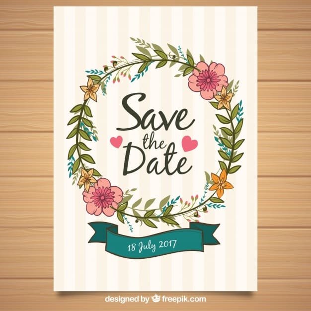 Wedding invitation with floral frame png