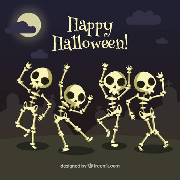 Background of skeletons dancing png