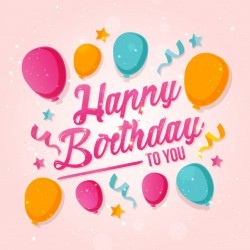 Balloon Theme Happy Birthday Card Illustration
