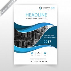 Blue swirl leaflet cover design