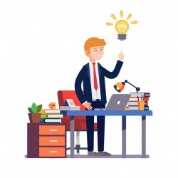 Business man having a new bright solution idea