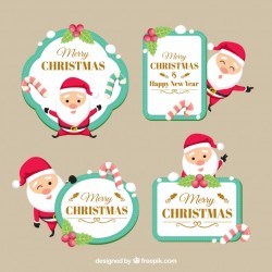 Christmas labels with lovely santa claus