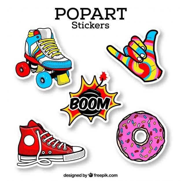 Colorful set of retro stickers