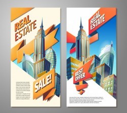 Set of advertising posters for sale of real estate