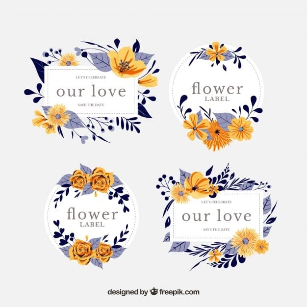 Set of tropical floral labels png