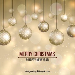 Golden new year background with elegant balls