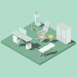 Gynecological office with equipment