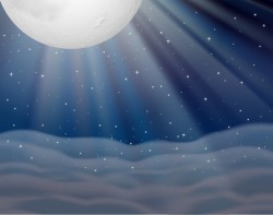 Background scene with moon in dark night