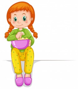 Cute girl with bowl of popcorn