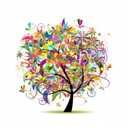 Beautifule floral tree vector material 02