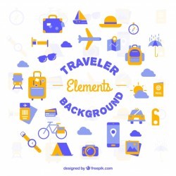 Flat travel elements background