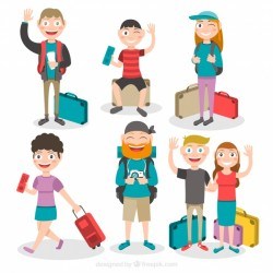 People traveling in flat style