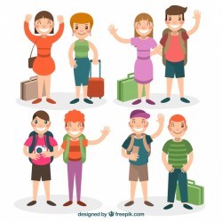 People travelling background in flat style