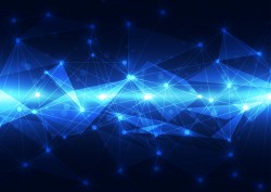 Polygon with blue tech background