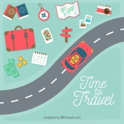 Travel background in flat style