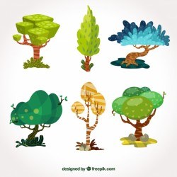 Trees collection in flat style