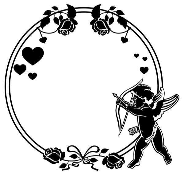 Cupid with valentine decorative silhouettes vector 09 png