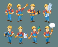 Cartoon construction worker vector material 04