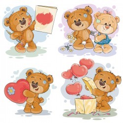 Cartoon teddy bears head drawing vector 02