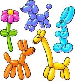 Cute balloon animal vector set 01