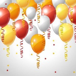 Red with orange and white balloons background vector