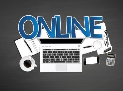 Online workplace with e-commerce template vector 01