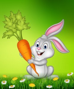 Cute little bunny with green easter background vector 10