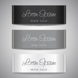 Gray with white and black fabric tag vector