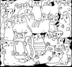 Funny cat hand darwn seamless pattern vector 07