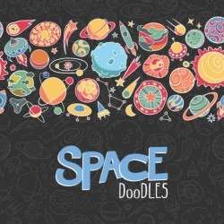 Cartoon space doodles vector background 05
