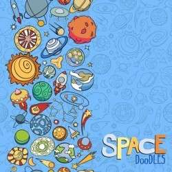 Cartoon space doodles vector background 07