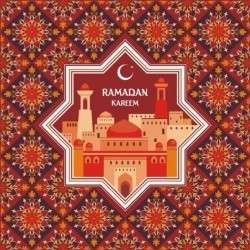 Ramadan pattern with greeting card vector 01