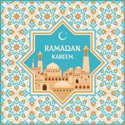 Ramadan pattern with greeting card vector 06