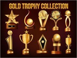 Gold trophy collection vector material 01