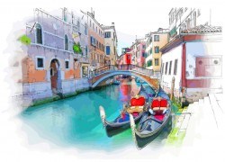 Venice Italy landscape hand drawing vector 03