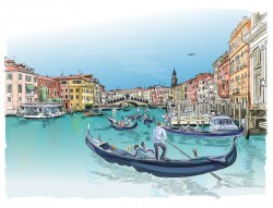 Venice Italy landscape hand drawing vector 05
