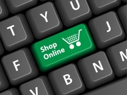 Online shopping with keyboard background vectors 03