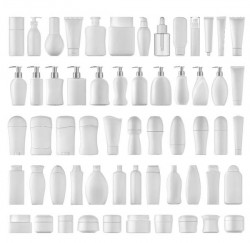 Cosmetic bottles backage set vector 05