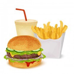 Burger and fries and drinks vector material 02