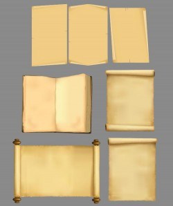 Retro scrolls and book illustration vector 01