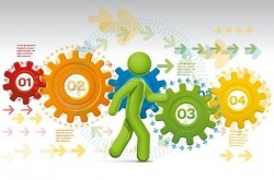 People with gear infographic vector