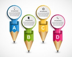 Colored pencil with business infographic vector 04