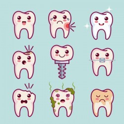 Funny cartoon tooths vector