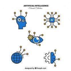 Artificial intelligence elements collection in flat style