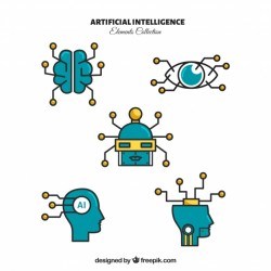 Artificial intelligence elements collection in flat style