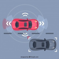 Autonomous car concept with flat design